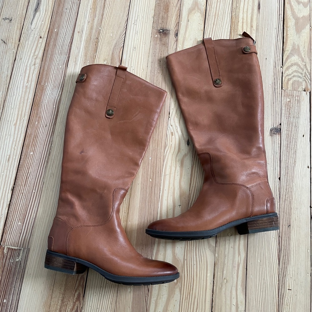 Sam Edelman Penny Leather‎ Riding Boots Brown Zip Athletic Fit Tall Equestrian